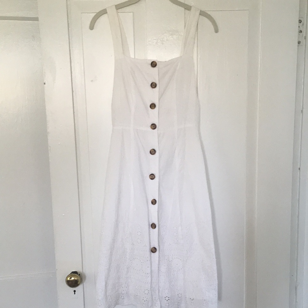 Gap White Sleeveless Button Down Dress